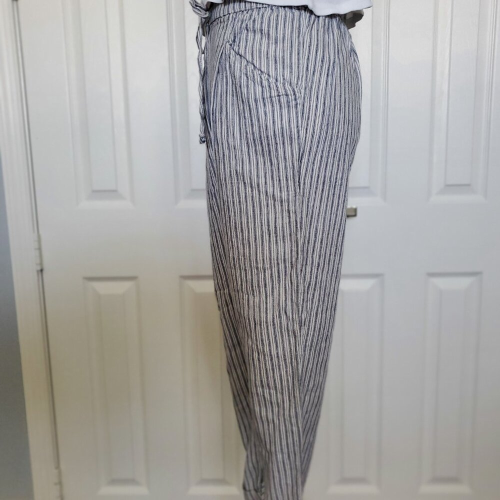 American Eagle Striped Linen Drawstring Waist Pan… - image 4